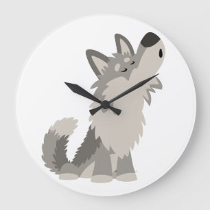 Grande Horloge Ronde Cute Howling Dessin animé