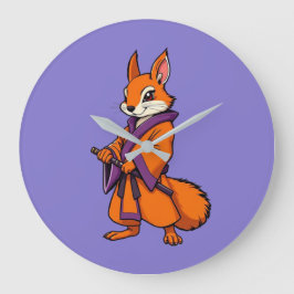 Grande Horloge Ronde Cute Japanese Samurai Squirrel