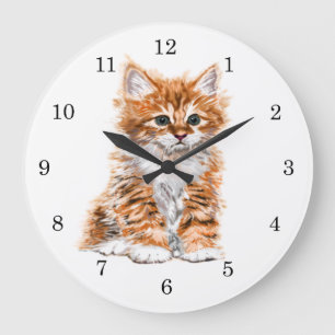 Grande Horloge Ronde Cute Kitty