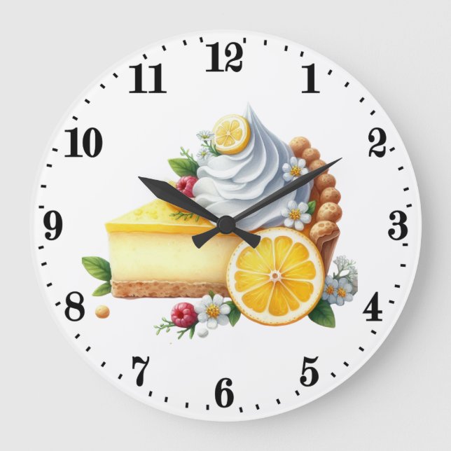 Grande Horloge Ronde Cute lemon pie lovers kitchen  (Recto)