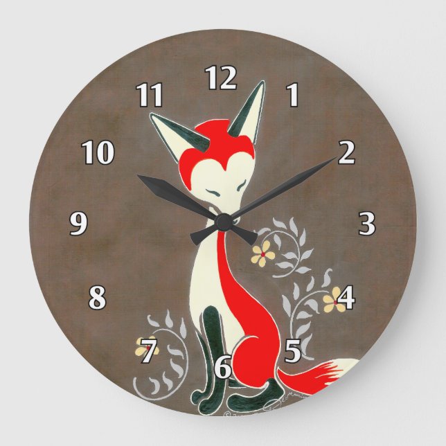 Grande Horloge Ronde Cute moderne peinture Art Fox (Recto)