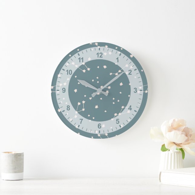 Grande Horloge Ronde Cute Motif Sky Constellation (Maison)