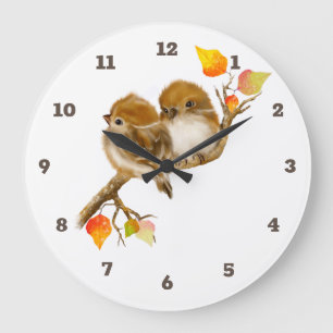 Grande Horloge Ronde Cute Pair of Sparrow Birds