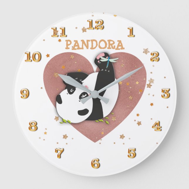 Grande Horloge Ronde Cute Panda (Recto)