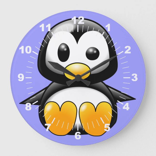 Grande Horloge Ronde Cute Penguin (Recto)