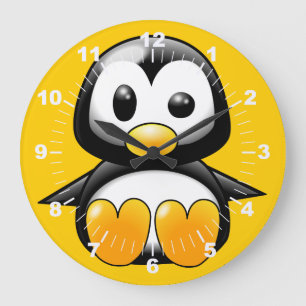Grande Horloge Ronde Cute Penguin