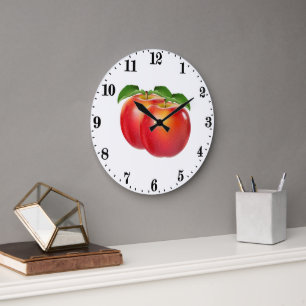 Grande Horloge Ronde Cute pomme amoureux décoration de cuisine de fruit