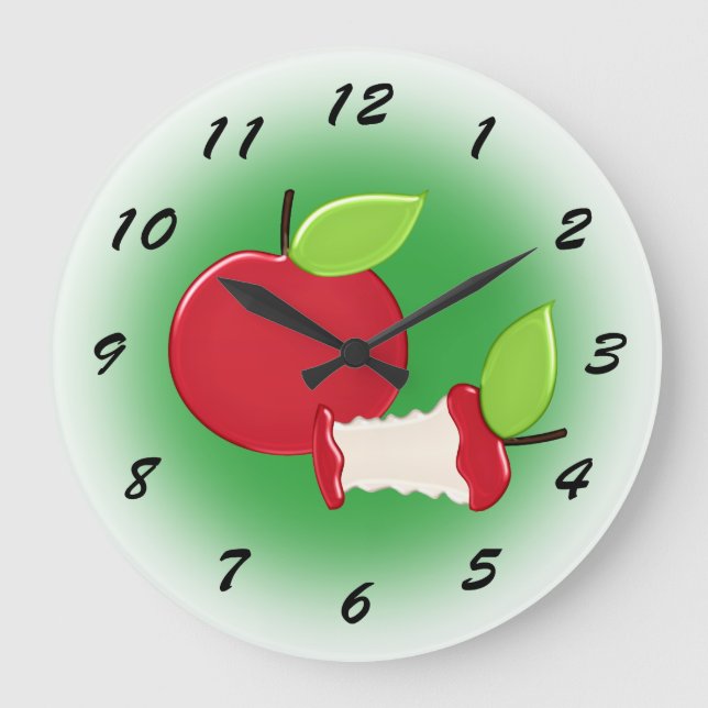 Grande Horloge Ronde Cute Red Apples Kitchen (Recto)