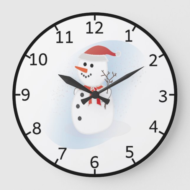 Grande Horloge Ronde Cute Snowman (Recto)