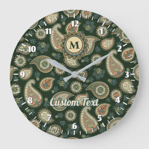 Grande Horloge Ronde Cypress Paisley Pattern Large Clock