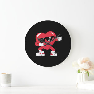 Grande Horloge Ronde Dabbing Coeur drôle Cadeaux Valentines Jour