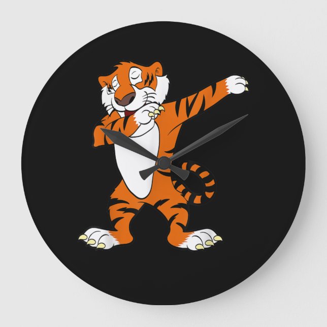 Grande Horloge Ronde Dabbing mignon Tiger Animal Party (Recto)