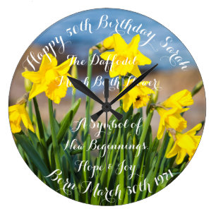 Grande Horloge Ronde Daffodils dans l'horloge murale acrylique du print