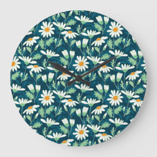 Grande Horloge Ronde Daisy Ditsy Chamomile Romantique Print
