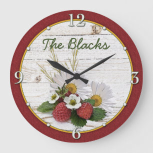 Grande Horloge Ronde Daisy Floral Personalized