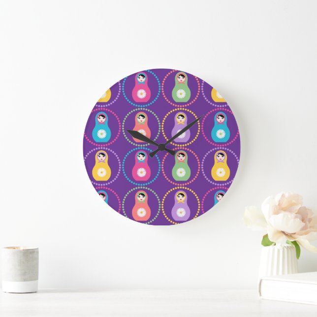 Grande Horloge Ronde Daisyflower Matryoshka (Maison)