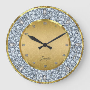 Grande Horloge Ronde Damas d'or et diamants étincelants