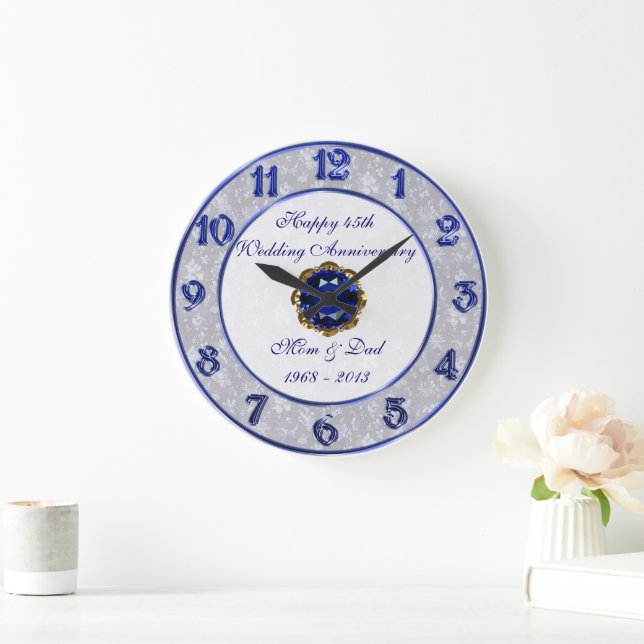 Grande Horloge Ronde Damask 45th Wedding Anniversary Clock (Maison)