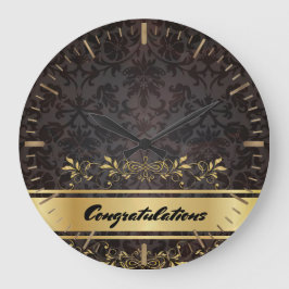 Grande Horloge Ronde Damask Golden Design Custom