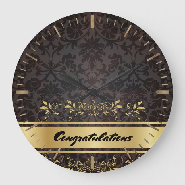 Grande Horloge Ronde Damask Golden Design Custom (Recto)
