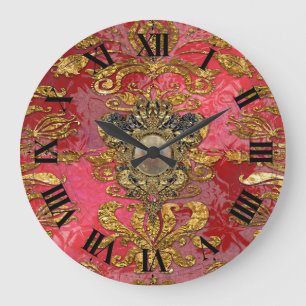 Grande Horloge Ronde Damassé victorienne chic de Roxanpheaz