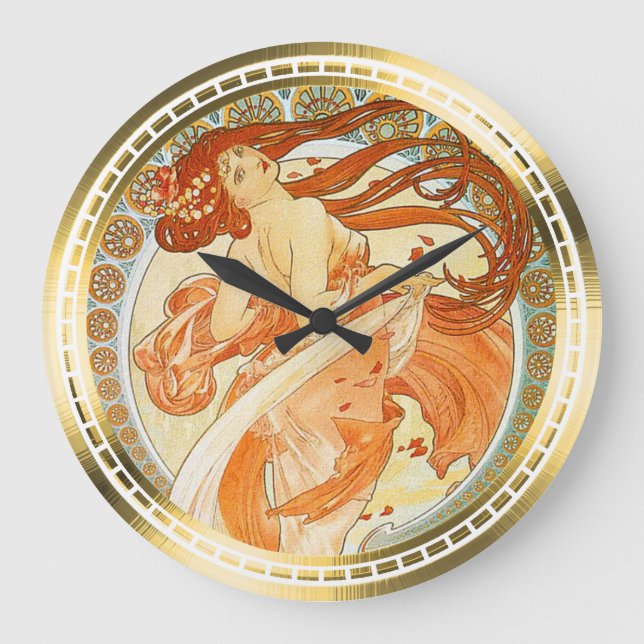 Grande Horloge Ronde Dance - Art nouveau design- by mucha (Recto)