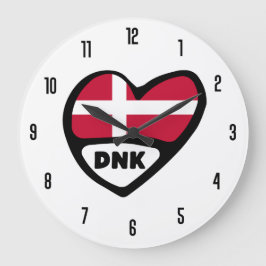 Grande Horloge Ronde Danemark Code pays DNK Coeur du drapeau