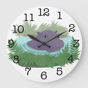 Grande Horloge Ronde Dans l'étang d'hippopotame