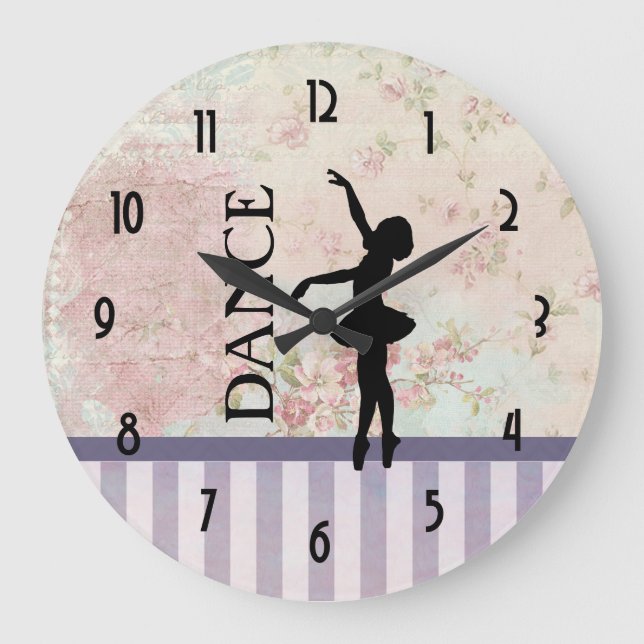 Grande Horloge Ronde Danse - silhouette de ballerine sur l'arrière - (Recto)