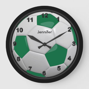 Grande Horloge Ronde Dark Green Soccer Ball Style