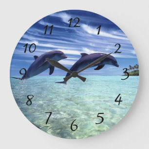 Grande Horloge Ronde Dauphins dans le sauvage