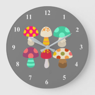 Grande Horloge Ronde De mignons champignons colorés