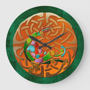 Grande Horloge Ronde Décor celtique Peacock