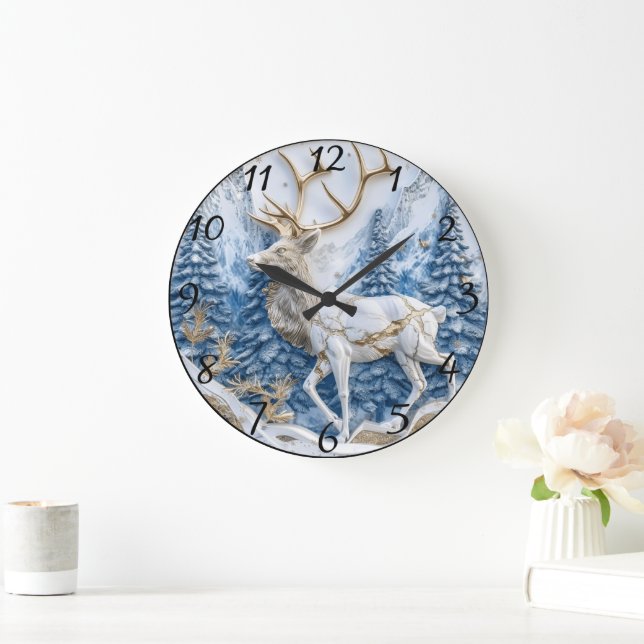 Grande Horloge Ronde Décor de Noël Reindeer (Maison)
