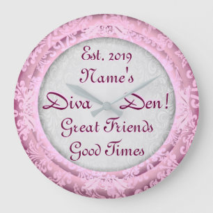 Grande Horloge Ronde Décor de rose de repaire de diva ! Caverne de