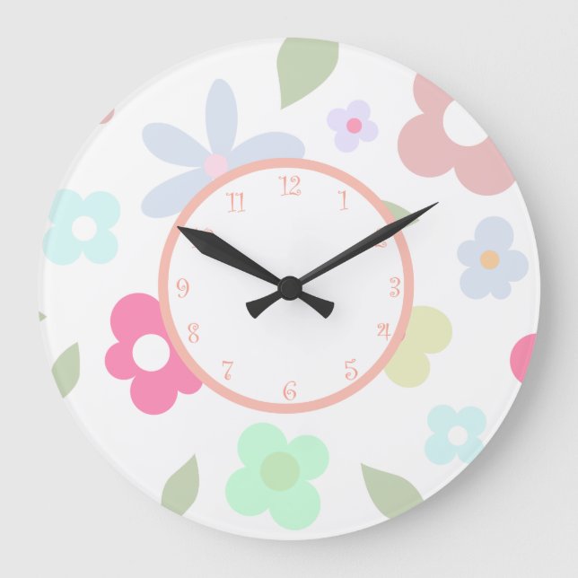 Grande Horloge Ronde Décor Floral (Recto)