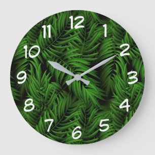 Grande Horloge Ronde Décor Tropical Palm Tree