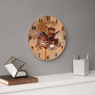 Grande Horloge Ronde décoration de cuisine café mignonne