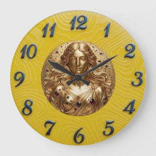 Grande Horloge Ronde Déesse Nyx Cadran Citron
