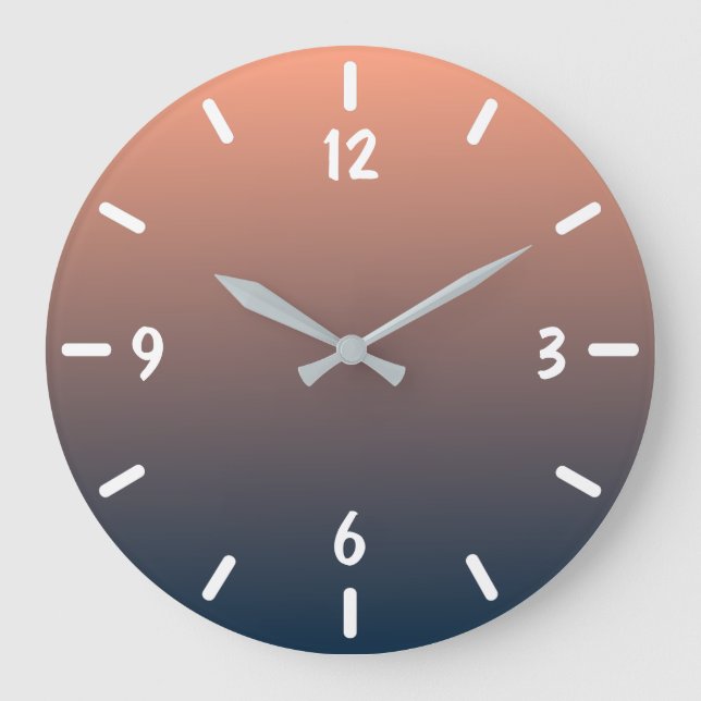 Grande Horloge Ronde Dégradé bleu et corail de la marine moderne (Recto)