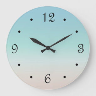 Grande Horloge Ronde Dégradé de couleurs de plage Minimal Coastal Turqu