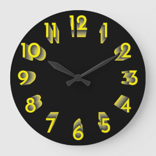Grande Horloge Ronde dégradé jaune à noir