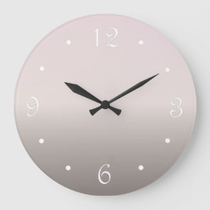Grande Horloge Ronde Dégradé minimal taupe rose poussiéreux 
