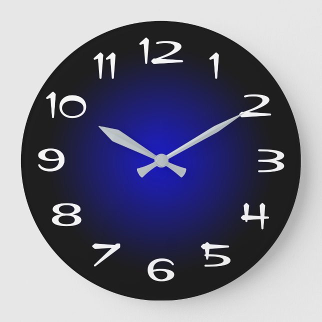 Grande Horloge Ronde Dégradé noir et bleu moyen (Recto)