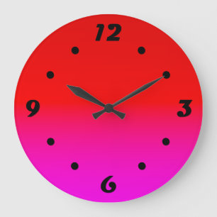 Grande Horloge Ronde dégradé noir rose, écarlate, rouge, rose