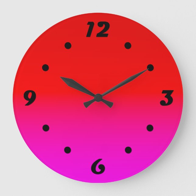 Grande Horloge Ronde dégradé noir rose, écarlate, rouge, rose (Recto)