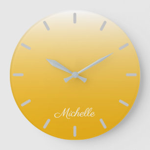 Grande Horloge Ronde dégradé personnalisé ombre jaune