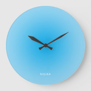 Grande Horloge Ronde Dégradé Radial Bleu Bébé Azur