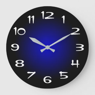 Grande Horloge Ronde Dégradé radial bleu moyen et noir