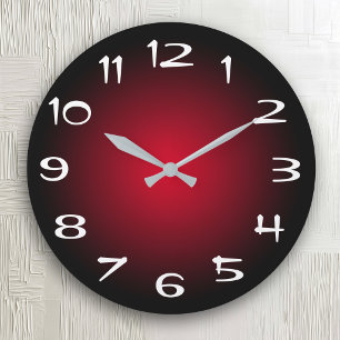 Grande Horloge Ronde Dégradé radial noir et rouge